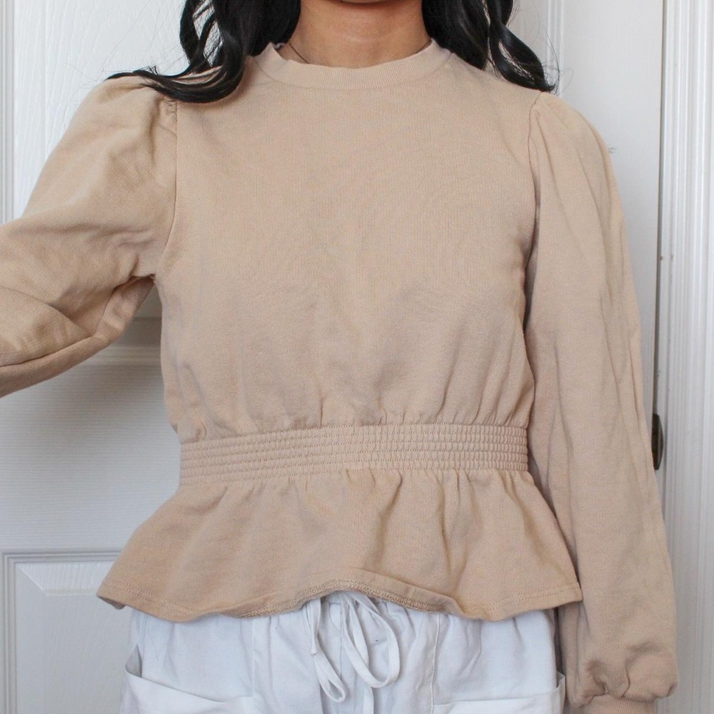 Miss Selfridge Beige Peplum Blouse